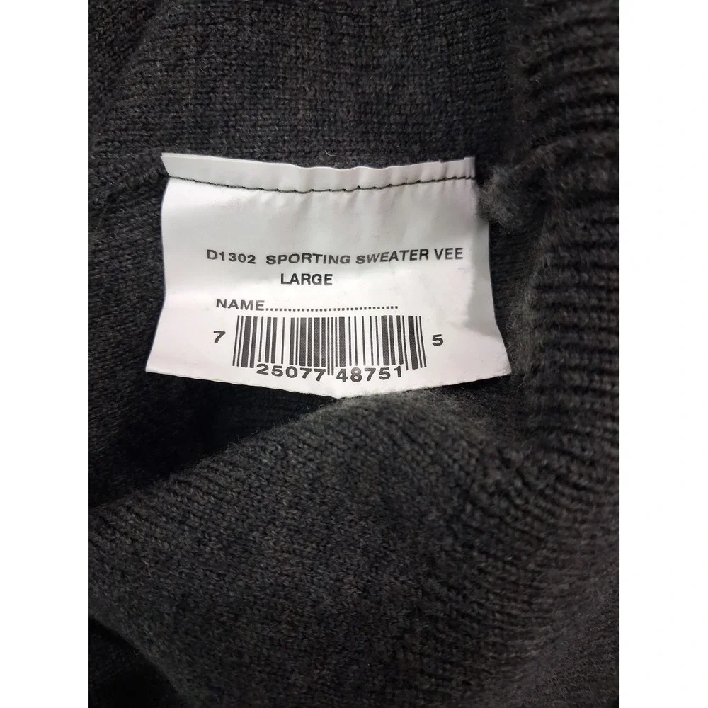 Barbour Scotland Sport Sweater Mens Large Olive Green 100% Wool Patch Pullover